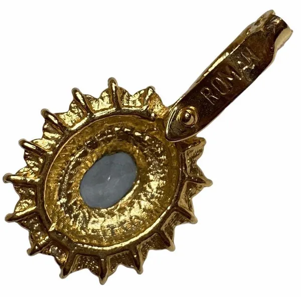 Vintage Signed Roman Faux Blue Sapphire and Crystal - Image 2