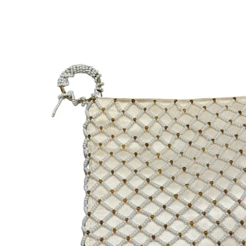 Vintage Richere Beaded Clutch Ivory Pearl Embellished‎ Chic Bridal Evening Bag - Image 2