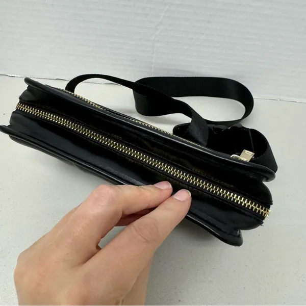 Amanda Uprichard Black Faux Leather Quilted Belt Bag Fanny Pack Purse Bag - Image 3