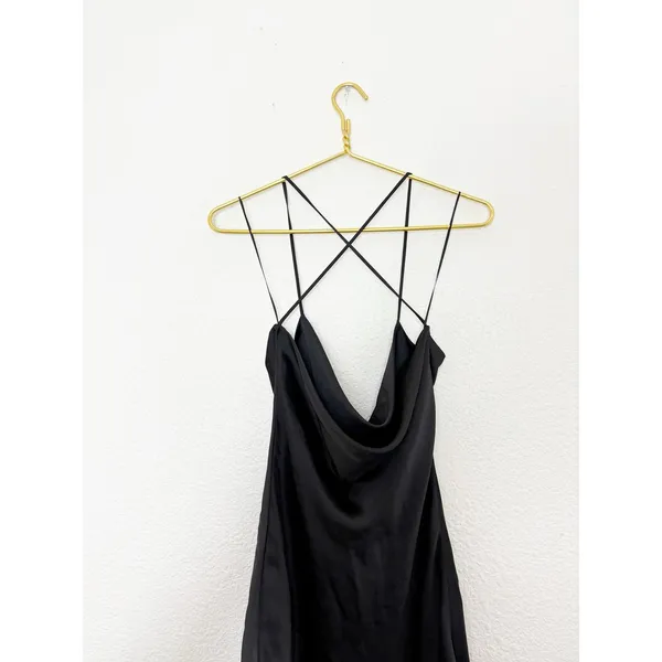 Zara Black Satin Cowl Neck Mini Dress Size Small Strappy Back 7901/338 Cocktail - Image 11