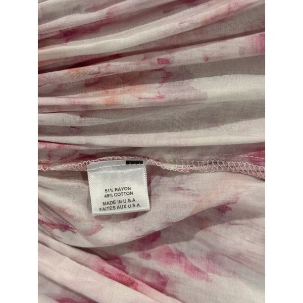 MISA Dress Pink Dina Mini Off Shoulder Smocked Abstract Rose Flowy Coquette XS - Image 11