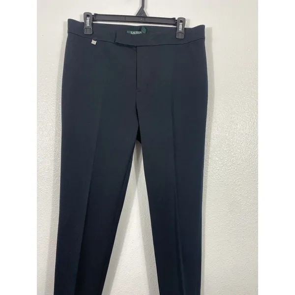 Lauren Ralph Lauren Black Flat Front Straight Dress Pants Size 8 Classic Stretch - Image 4