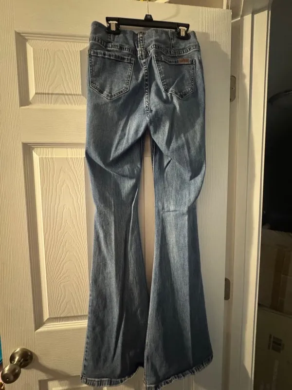 Rock & Roll Denim High Rise Bell Bottom Flare Jeans Medium Wash Size 25x34 - Image 2