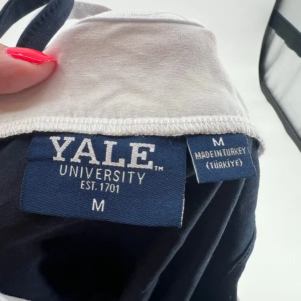 Yale Univerity blue & white game day spell out cropped tank top size medium - Image 8