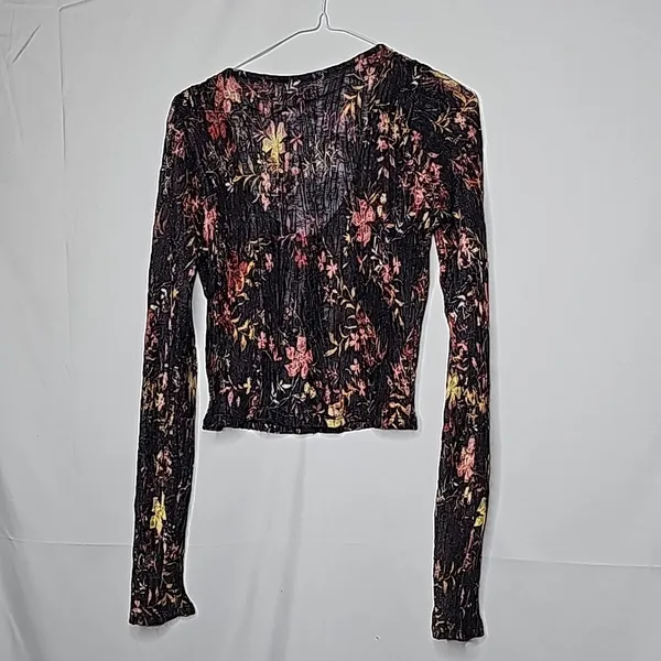 NWT Free People Angelina cropped floral combo long sleeve top blouse sz Medium - Image 6