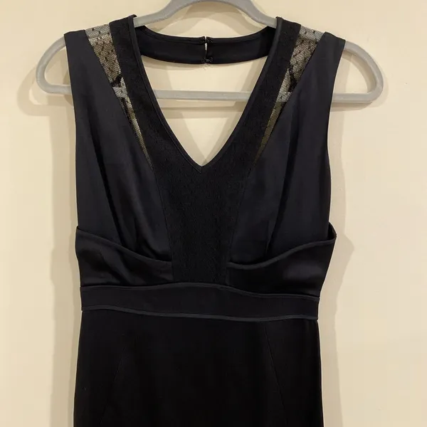 REISS Snares satin maxi dress size 0-Navy lace detail Minimalist Formal Classic - Image 7