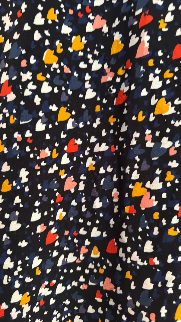 Loft Midi Slip Skirt Navy Heart Print Pull-On Elastic Waist M - Image 2