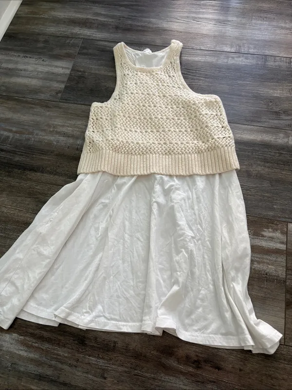 Daily Practice by Anthropologie Twofer Sweater Knit Mini Dress White Ivory XXS - Image 5