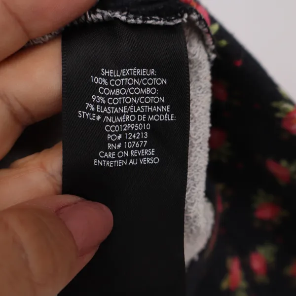 Alice + Olivia Floral Rose Half Zip Hoodie Sweatshirt Black Large - Image 3