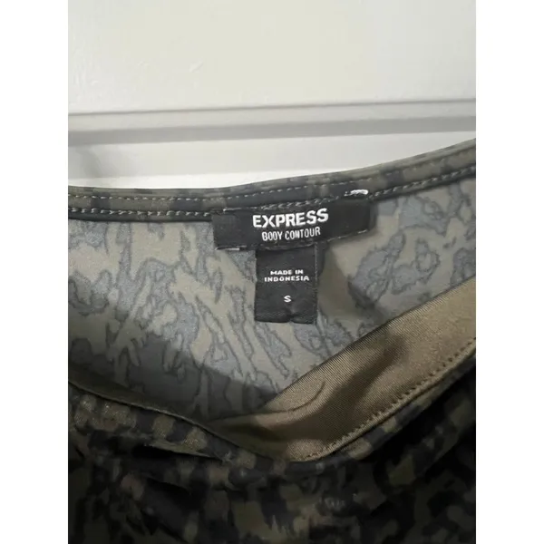 Express Olive Green Animal Print Bodysuit size small - Image 4