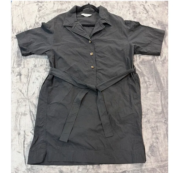 8 Seconds Shirt Dress Womens Gray Short Sleeve Belted Utility Cotton Blend M - Image 2