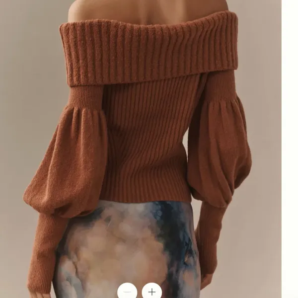 ANTHROPOLOGIE Tessa Off the Shoulder Puff Sleeve Sweater Top Size XS - Image 2