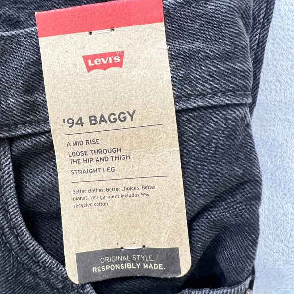 Levis 94‎ Baggy Jeans Womens 25x31 Mid Rise Straight Leg Black Wash Effortless - Image 7