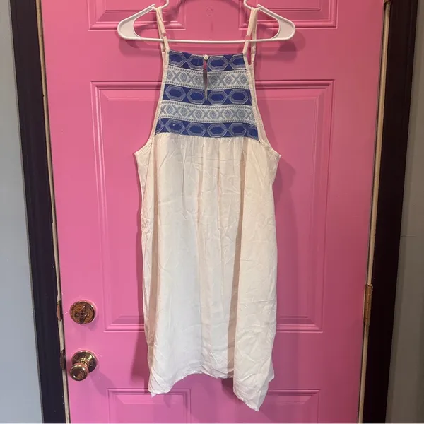 Earthbound White Boho‎ Sleeveless Halter Mini Sundress - Image 3