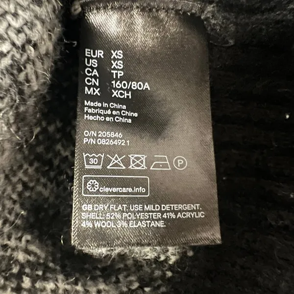 H&M Wool Blend Pullover Knit Chunky Black & White Sweater Size XS - Image 7