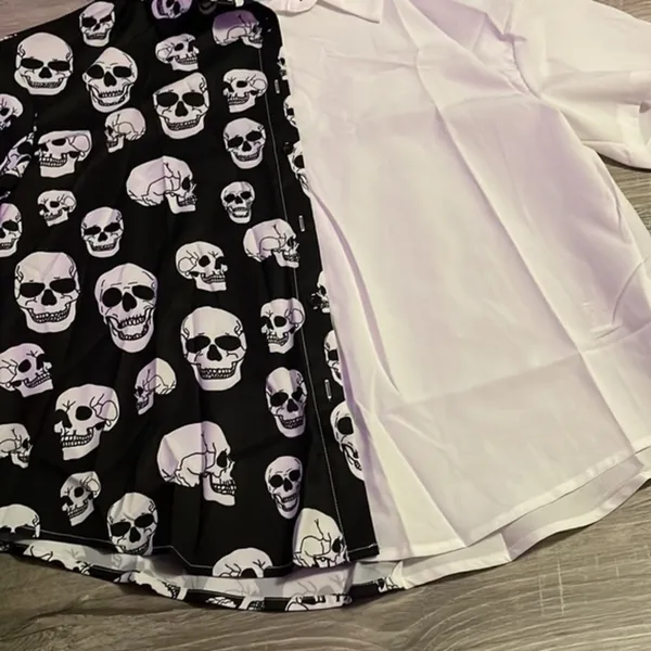 Unisex New Halloween skull blouse with short sleeve size large - Image 6