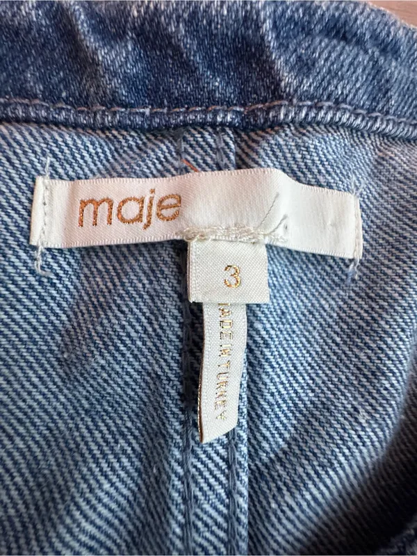 Maje Puff Sleeve Denim Button-Front Dress - Image 2