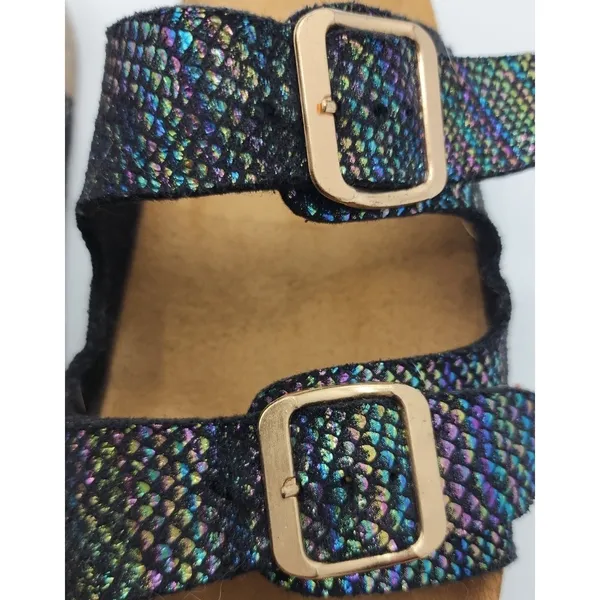 Iridescent Slide‎ Sandals Adjustable Buckle Straps Comfort Casual - Image 3