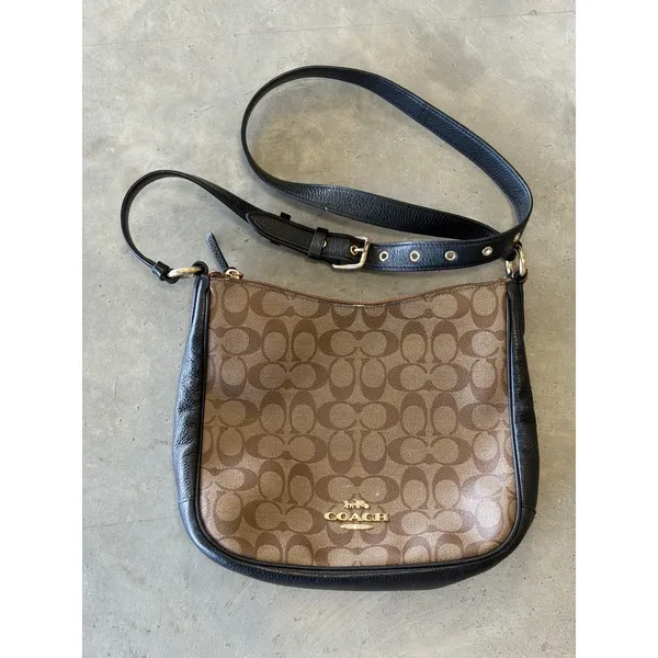 Coach Ellie File Bag Signature Canvas Crossbody Brown Black F29210 - Image 2