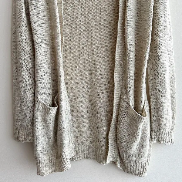 Wet Seal Open Front Long Knit Cardigan, Tan, Size Medium - Image 3