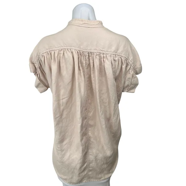 Aritzia Wilfred Pink Button Down Short Sleeve High Neck Shirt Blouse Top Sz XXS - Image 2