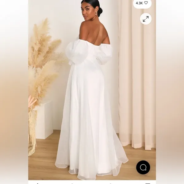 Lulus True Excellence White Bustier Off-The-Shoulder Gown Size Medium - Image 2