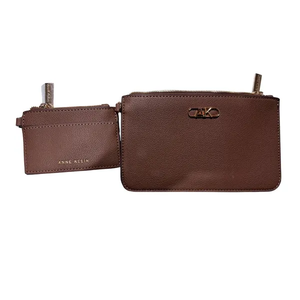 Anne Klein Women's‎ Brown Pebbled Leather Zip Wallet Cardholder Coin Pouch - Image 2