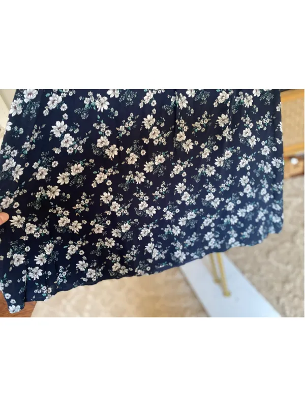 Entro Navy Floral Knee Length Swing Dress Feminine Boho Romantic Whimsical M - Image 4