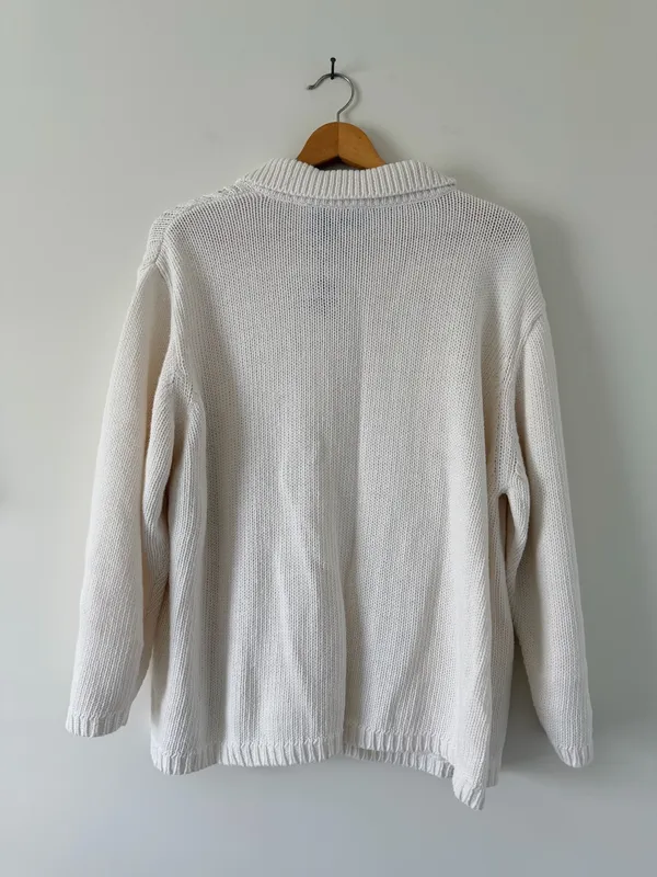 Jenny Buchanan White Cable Knit Vintage Cardigan Sweater - Image 6