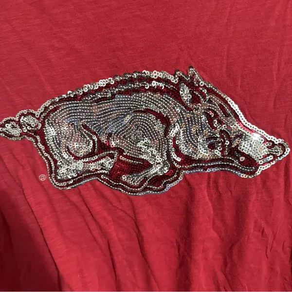 Victorias Secret Pink Bling Collegiate Arkansas "Razorbacks" 3/4 Sleeve Tee Med - Image 2