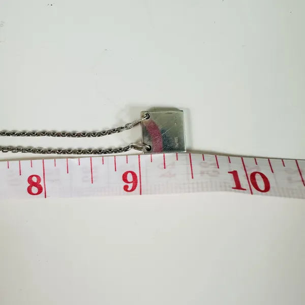 Gucci 925 Sterling Silver Square Logo Pendant Chain Necklace Made In Italy - Image 7