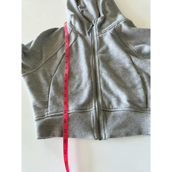 Ododos Women Gray Full Zip Cropped Hoodie Athleisure Sweatshirt Size S - Image 5