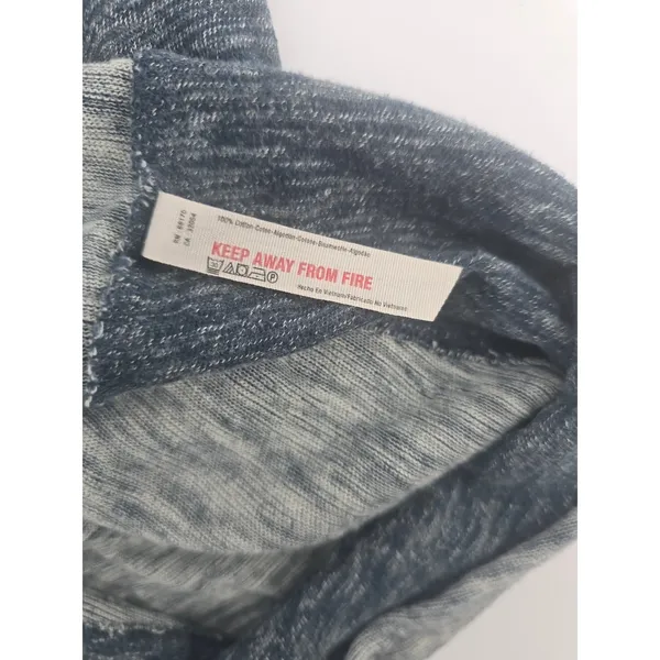 Free People FP Beach Pullover Womens M One Body Cowl Neck Blue Marled Raw Seam EUC - Image 5