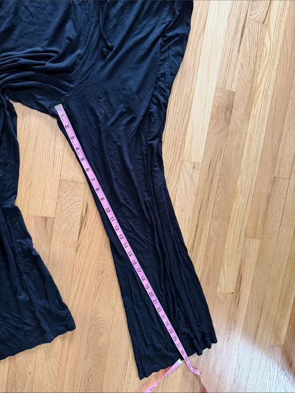 Nuuds Black Wide Leg Lounge Pants Sz XL - Image 5