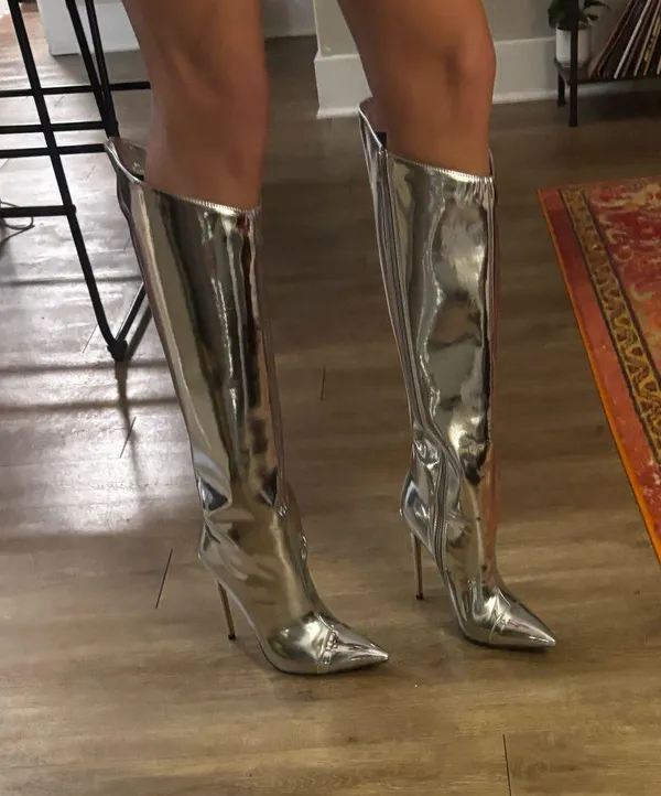Silver Boots Size 9 - Image 2