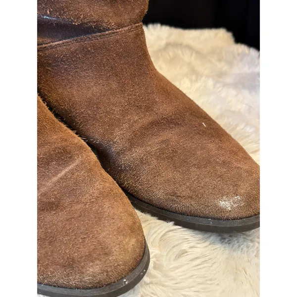 Top Gloria Brown Suede Faux Fur Rhinestone Toggle Mid Calf Boots Size 37 - Image 2