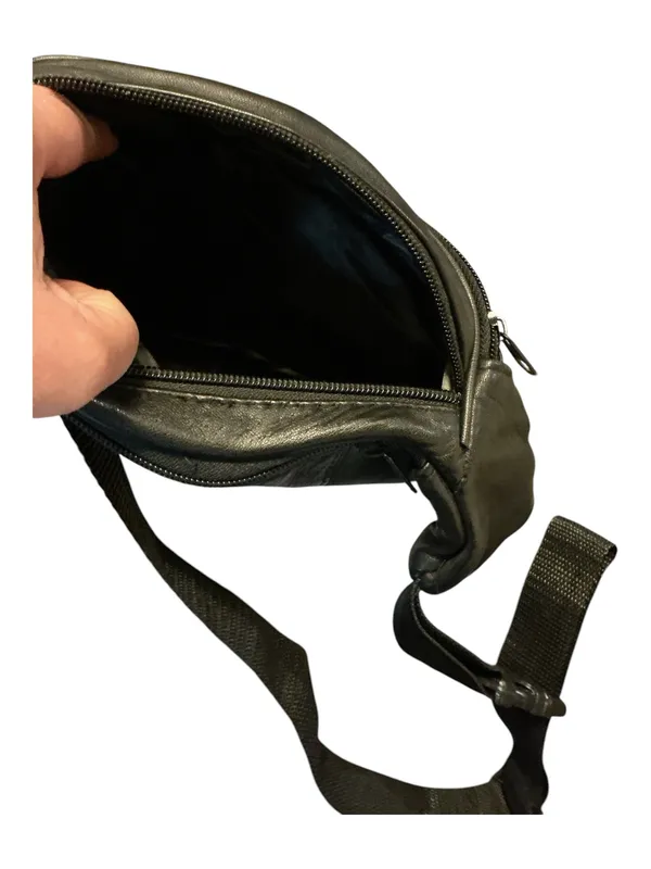 Vintage Genuine Black Leather Multi-Pocket Fanny Pack | Waist Bag & Crossbody - Image 4