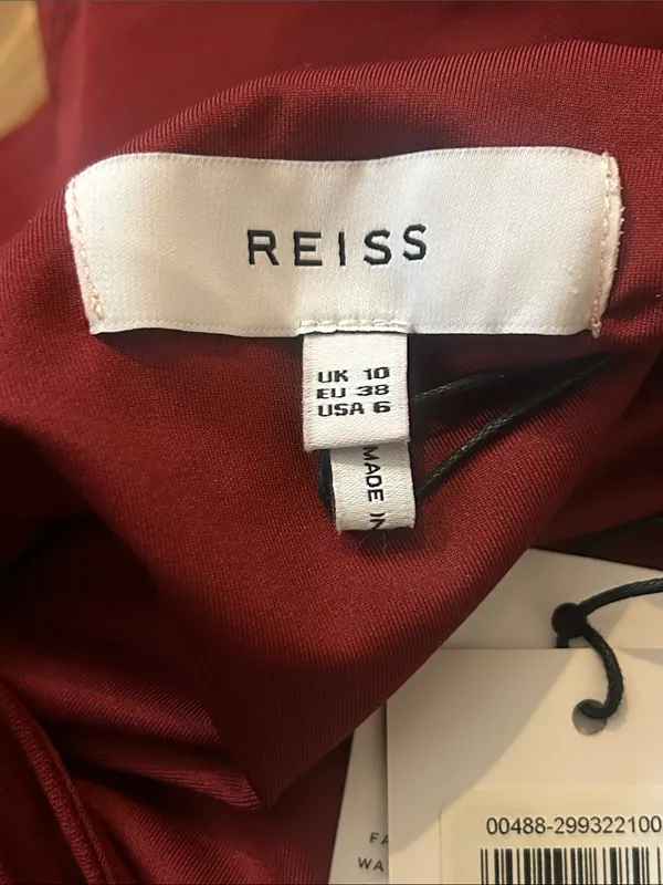 REISS Xena Halterneck Draped Maxi Dress Size UK 10/US 6 $345 Burgundy - Image 4