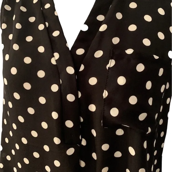 Papermoon Polka Dot V-Neck Sleeveless Blouse in Black & White Size Large - Image 3