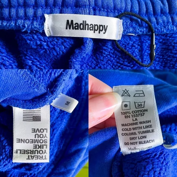 Madhappy Buddy Heritage Shorts‎ Cotton Embroidered Royal Blue M GUC - Image 5