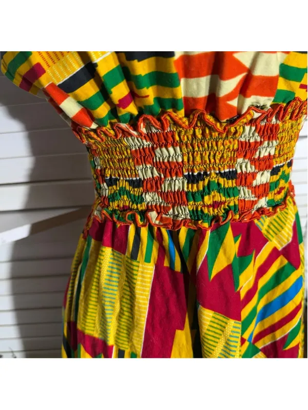 Vintage retro 70s dress hippie boho patchwork asymmetrical Western art whimsical - Image 6