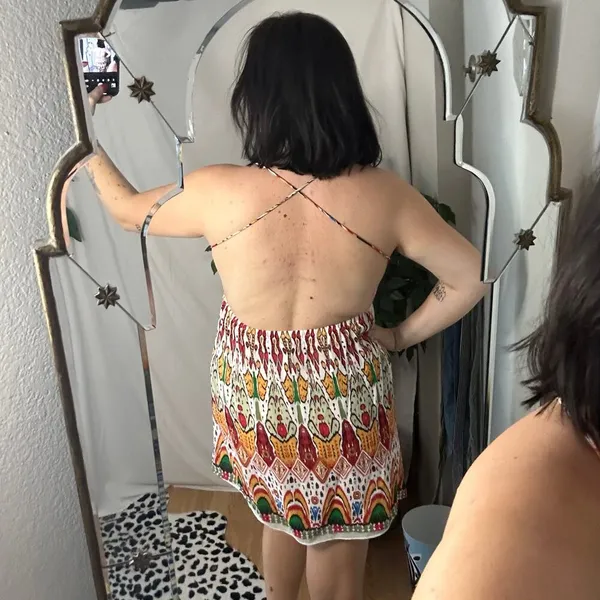 Zara Printed Embroidered Mini Dress Multi Size Medium - Image 3