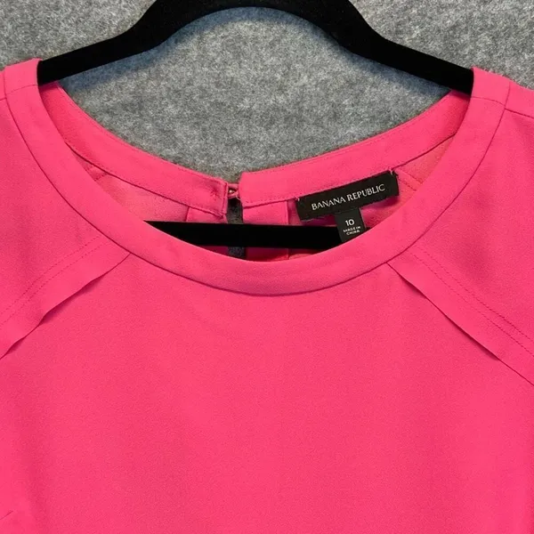 BANANA REPUBLIC‎ Dress Size 10 Pink Flounce Shift Dressy Cocktail Party Summer - Image 3