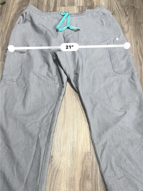 Figs Heather Gray Track Pants with Teal Drawstring - Image 5