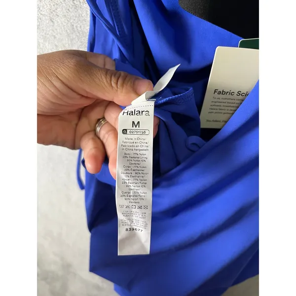 Halara SoftlyZero Airy Ruched Bodycon Midi‎ Dress Aster Blue Cool Touch Slit New - Image 10