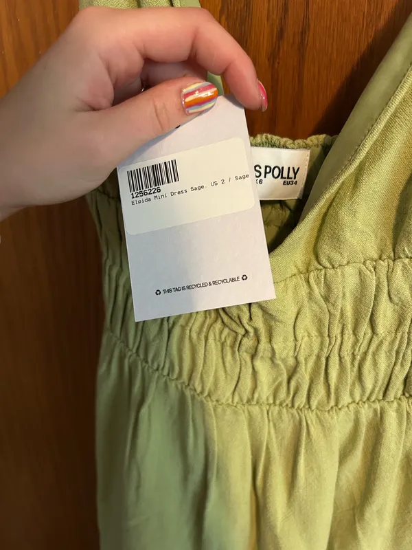 Green Princess Polly Mini Dress Sage - Image 6