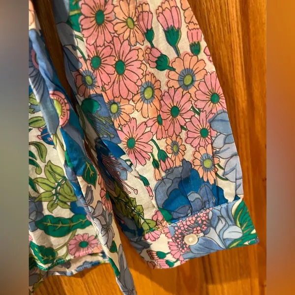 J.Crew Cotton Tie-Front Gathered Sleeves‎ Ruffle Top in Fairy Floral Size XS - Image 10
