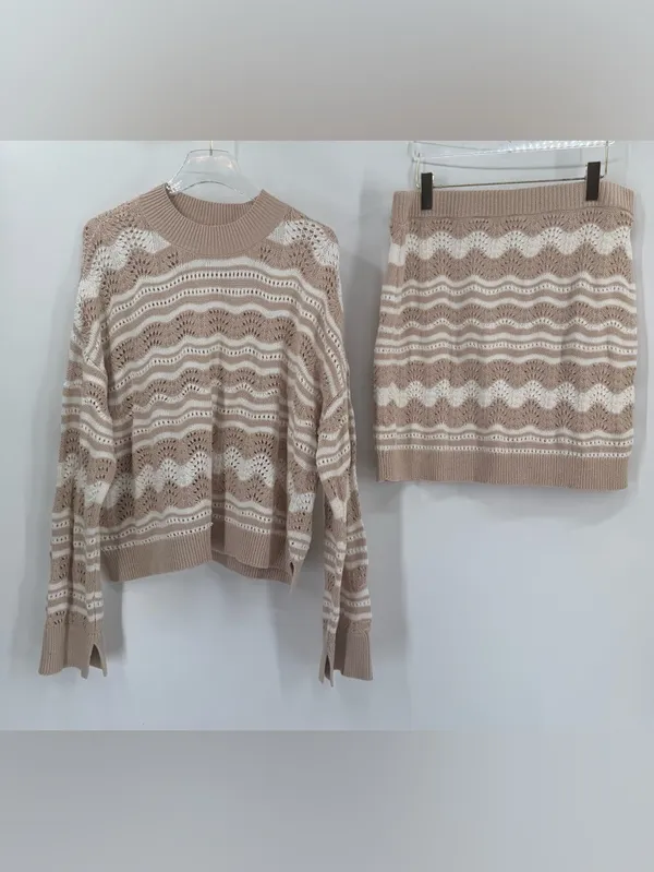 Anthropologie Pointelle sweater & skirt set size xl‎ - Image 5
