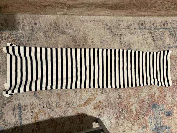Edikted Maxi Navy White Stripe Knit Dress - Image 2