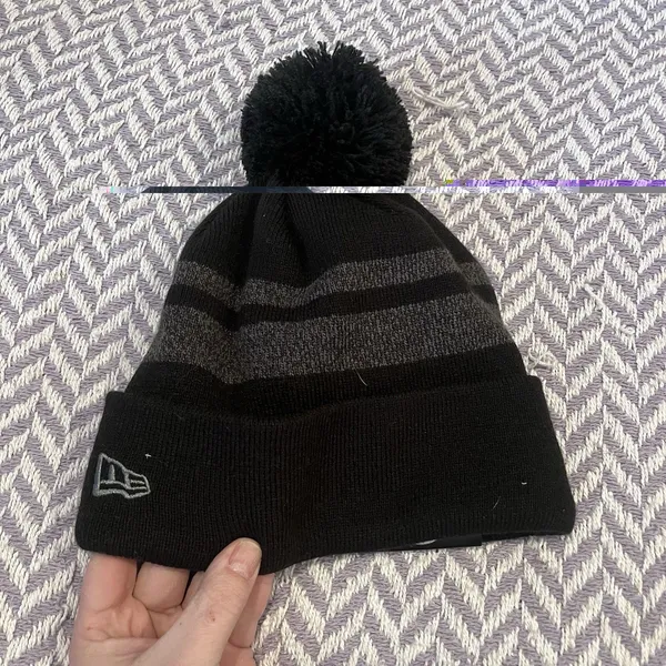 Women's New Era Black Boston Red Sox Snowy Cuffed Knit Hat with Pom - Image 3